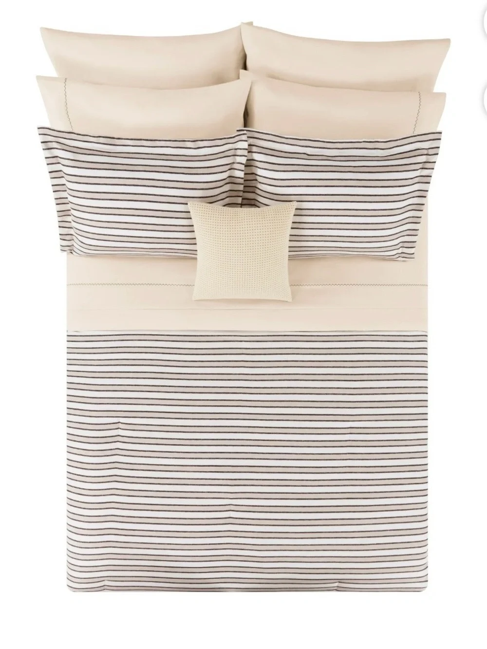 Neutral Striped Cotton Duvet Cover Set in Cream and Black